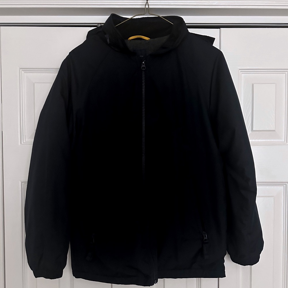 GapKids Boys Girls Black‎ Hooded Zip Up Jacket Coat Size XL 12 Fleece Lined